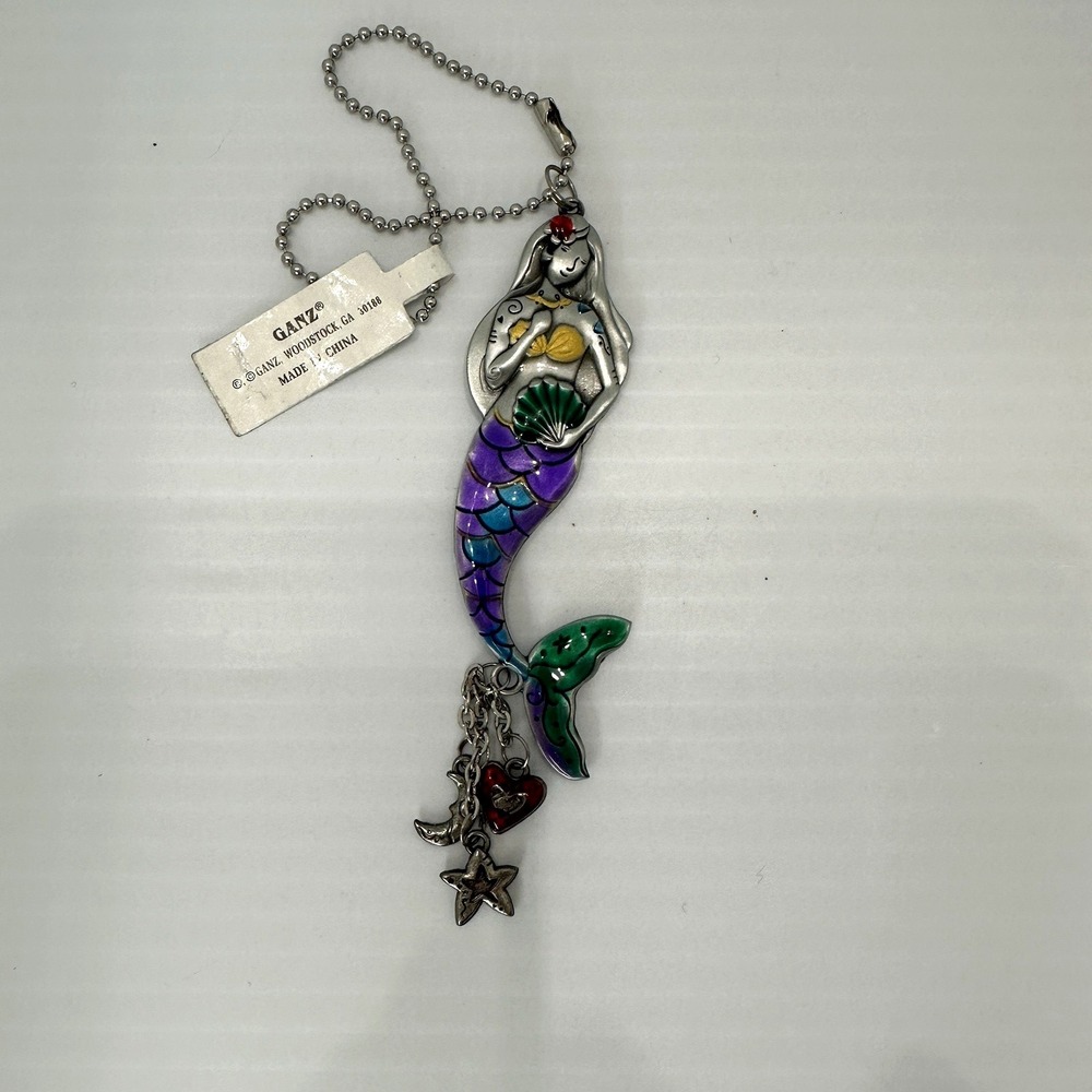 Ganz Mermaid Keychain Metal Enamel Purple Tail Charm Beach Ocean Theme - Picture 3 of 5